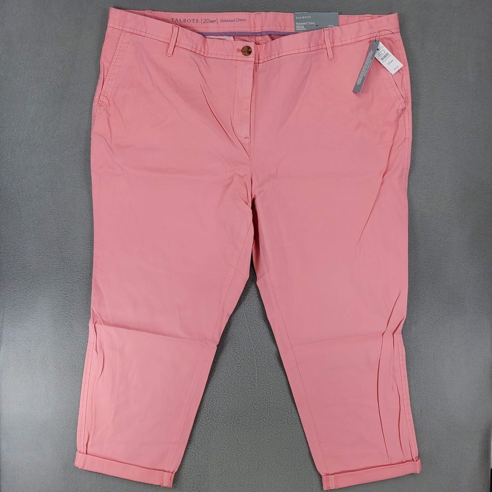 Talbots Relaxed Chino Women 20WP Pink Ankle‎ Length Garment Dyed Pants NEW